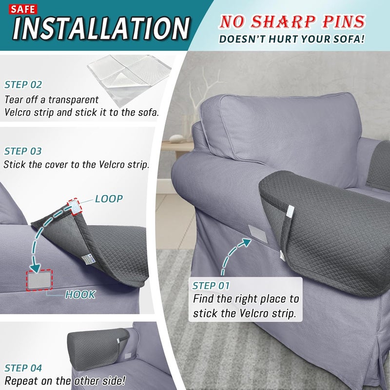 Roytub Stretch Couch Arm Covers, Breathable Armrest Covers for Sofas and Chairs Arm Cover Keep Your Home Clean, Sofa Arm Cover can Decorate and Protect Your Sofa(2 PCS, Grey) - Image 5